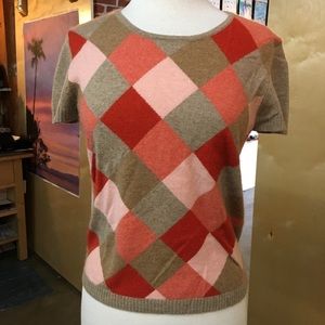 Beth Bowley 💯 cashmere argyle sweater t-shirt L